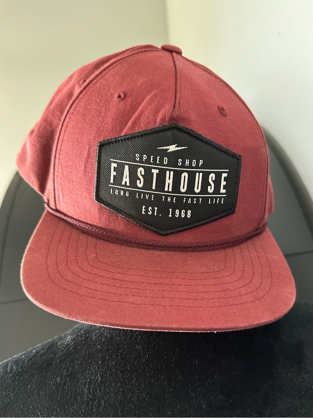 Fasthouse Speed Shop Red Rope Hat Cap Motocross Racing Moto Patch Snapback